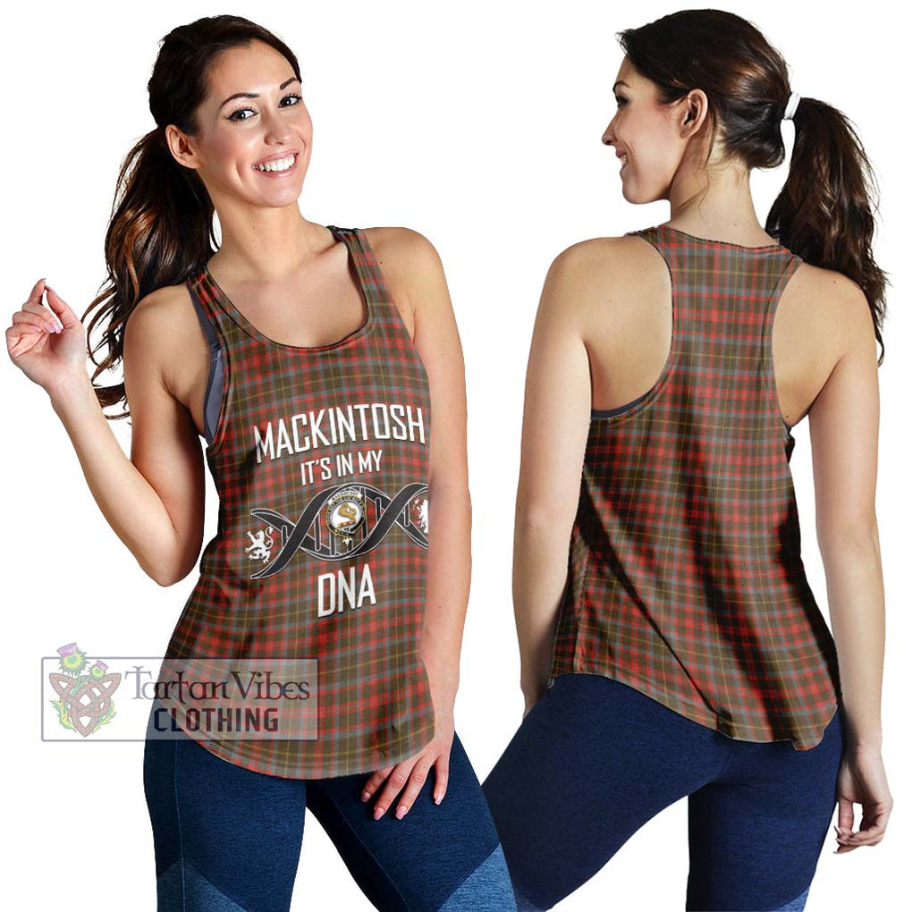 MacKintosh Hunting Weathered Tartan Women's Racerback Tanks with Family Crest DNA In Me Style 4XL - Tartanvibesclothing Shop