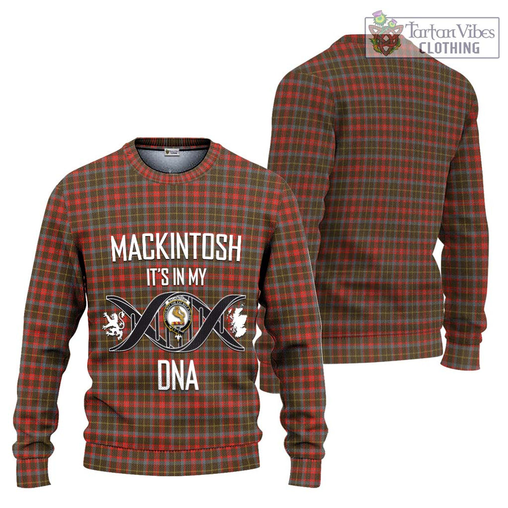 MacKintosh Hunting Weathered Tartan Knitted Sweater with Family Crest DNA In Me Style Unisex - Tartanvibesclothing Shop