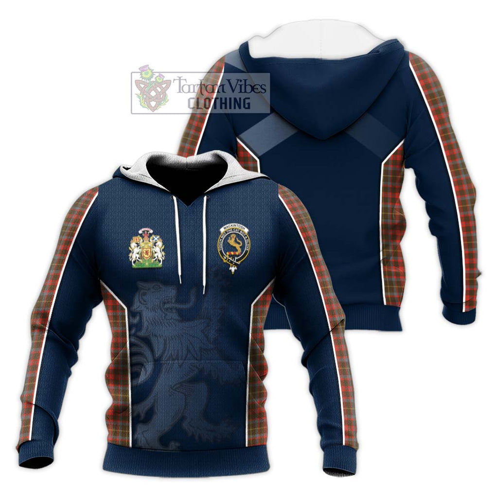 MacKintosh Hunting Weathered Tartan Knitted Hoodie with Family Crest and Lion Rampant Vibes Sport Style Unisex Knitted Pullover Hoodie - Tartan Vibes Clothing