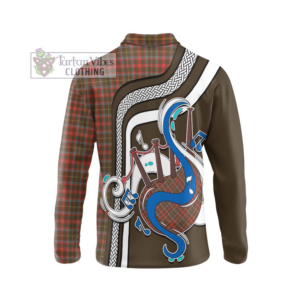 Tartan Vibes Clothing MacKintosh Hunting Weathered Tartan Long Sleeve Polo Shirt with Epic Bagpipe Style