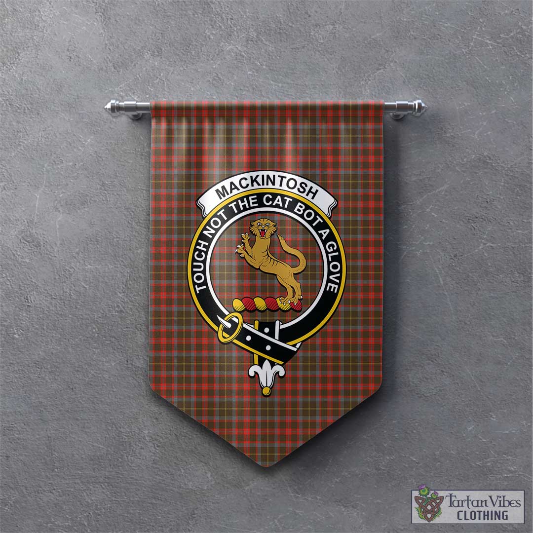 Tartan Vibes Clothing MacKintosh Hunting Weathered Tartan Gonfalon, Tartan Banner with Family Crest