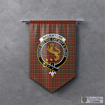 MacKintosh Hunting Weathered Tartan Gonfalon, Tartan Banner with Family Crest