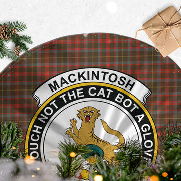 MacKintosh Hunting Weathered Tartan Christmas Tree Skirt with Family Crest