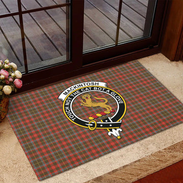 MacKintosh Hunting Weathered Tartan Door Mat with Family Crest