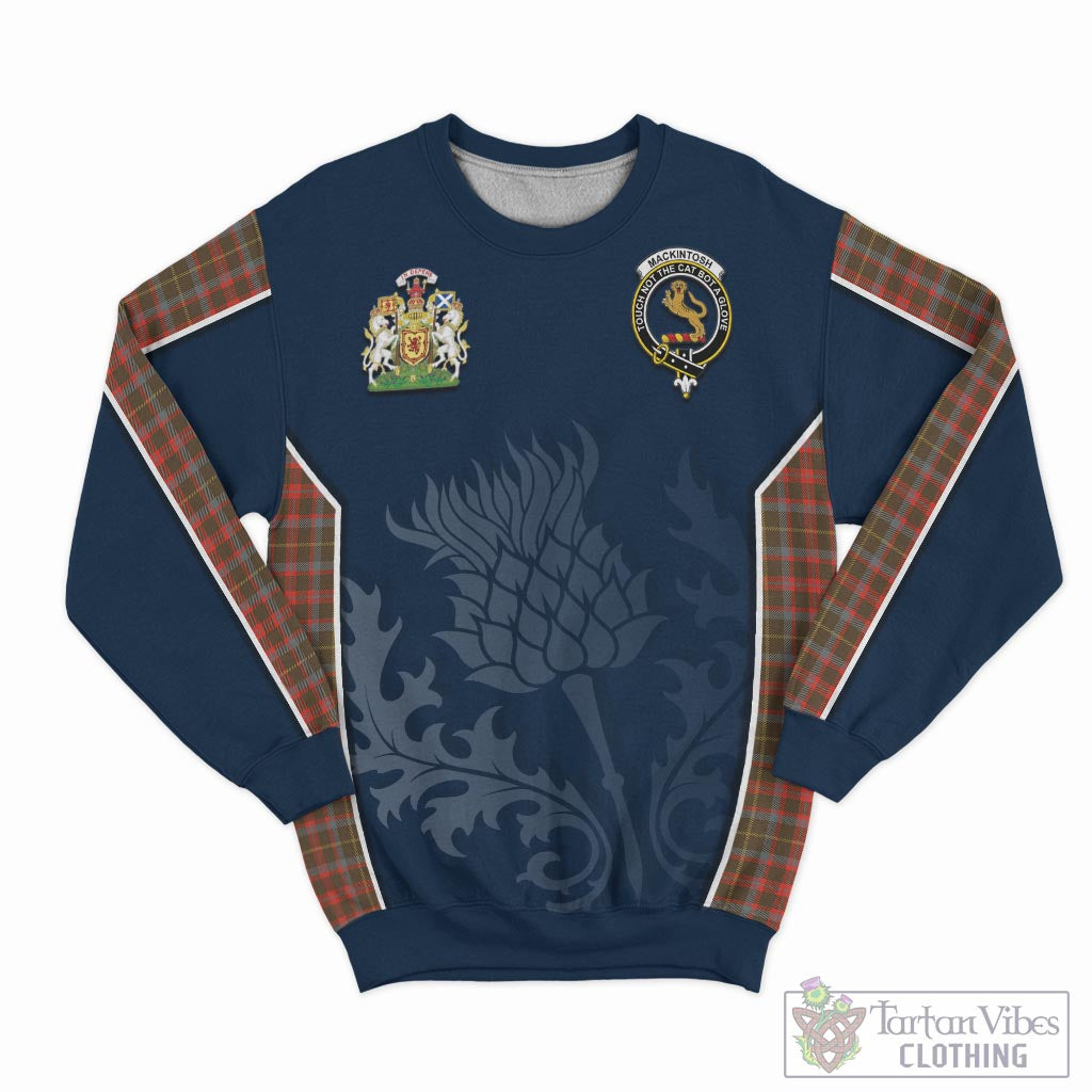 Tartan Vibes Clothing MacKintosh Hunting Weathered Tartan Sweatshirt with Family Crest and Scottish Thistle Vibes Sport Style