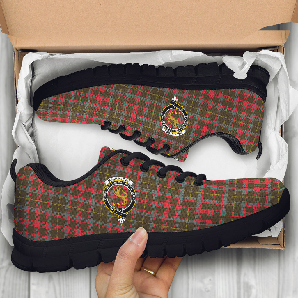 MacKintosh Hunting Weathered Tartan Sneakers with Family Crest - Tartan Vibes Clothing