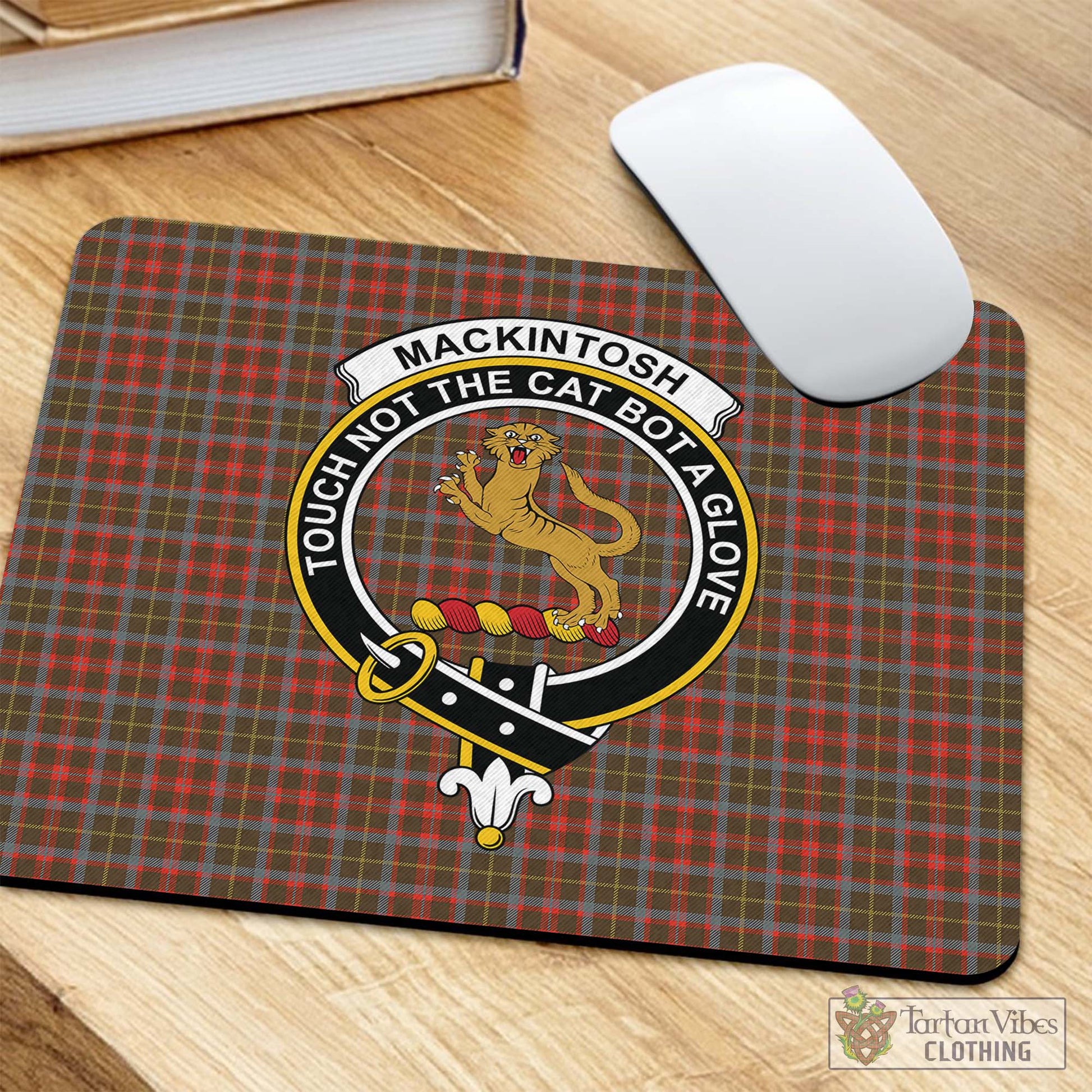 Tartan Vibes Clothing MacKintosh Hunting Weathered Tartan Mouse Pad with Family Crest