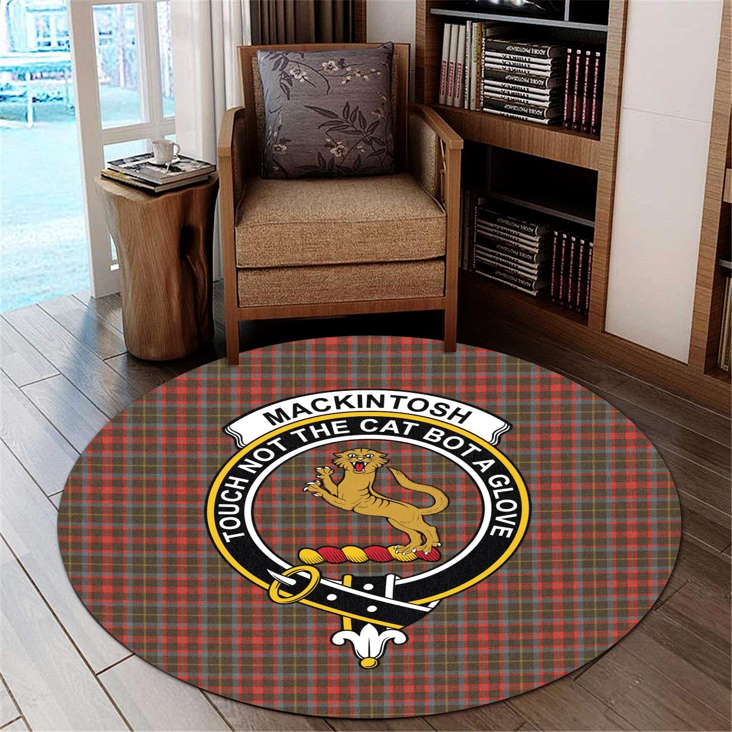 mackintosh-hunting-weathered-tartan-round-rug-with-family-crest