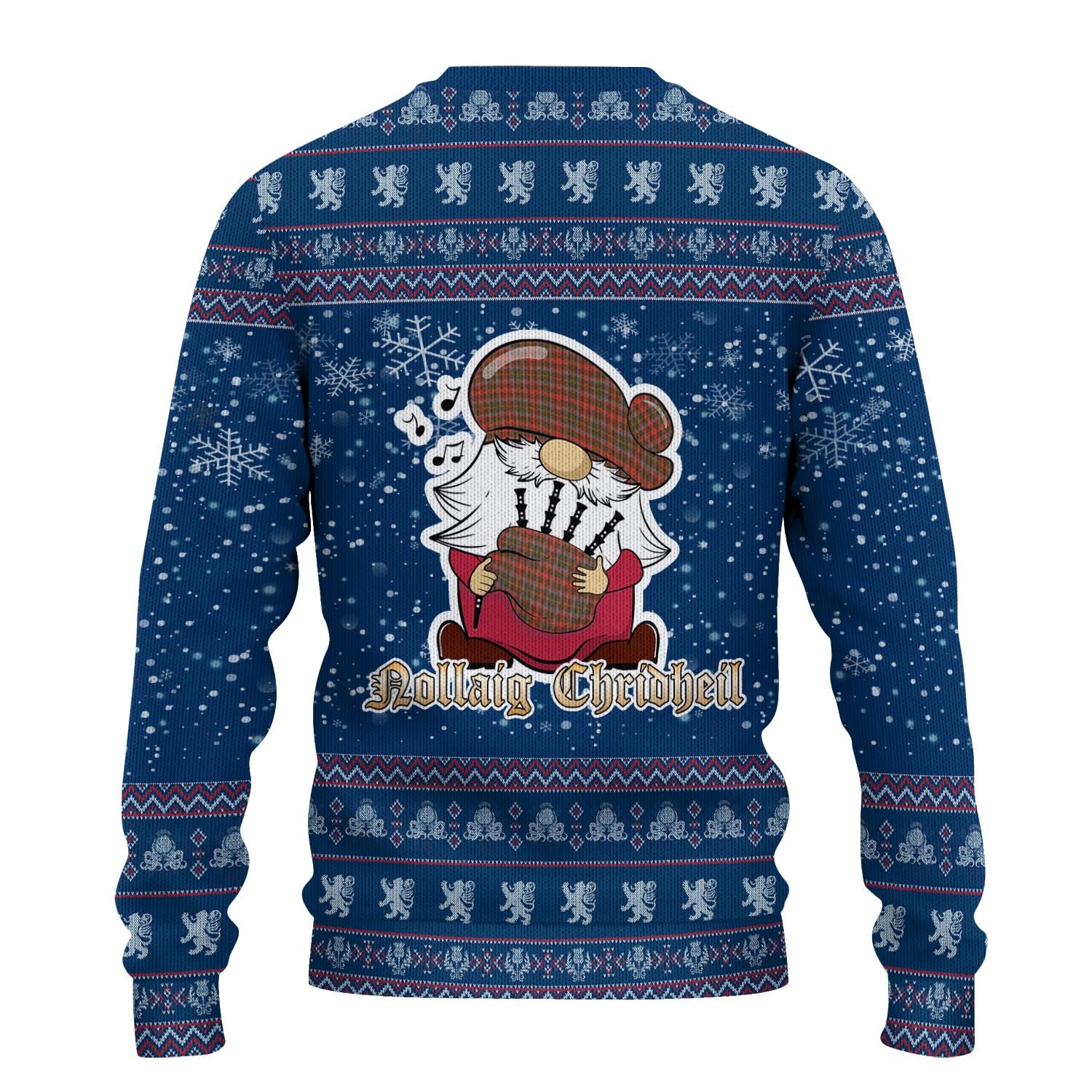 MacKintosh Hunting Weathered Clan Christmas Family Knitted Sweater with Funny Gnome Playing Bagpipes - Tartanvibesclothing