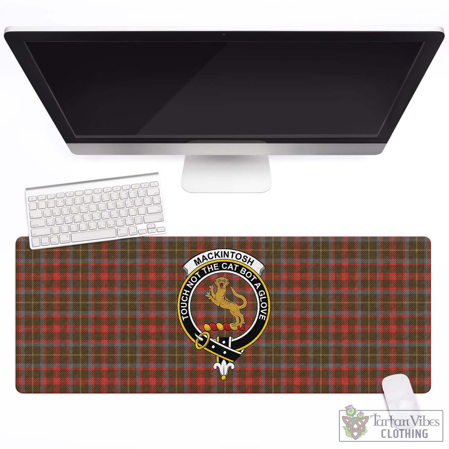 Tartan Vibes Clothing MacKintosh Hunting Weathered Tartan Mouse Pad with Family Crest