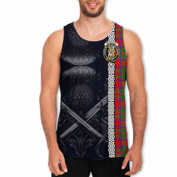 MacKintosh (McKintosh) Tartan Men's Tank Top with Family Crest Cross Sword Thistle Celtic Vibes