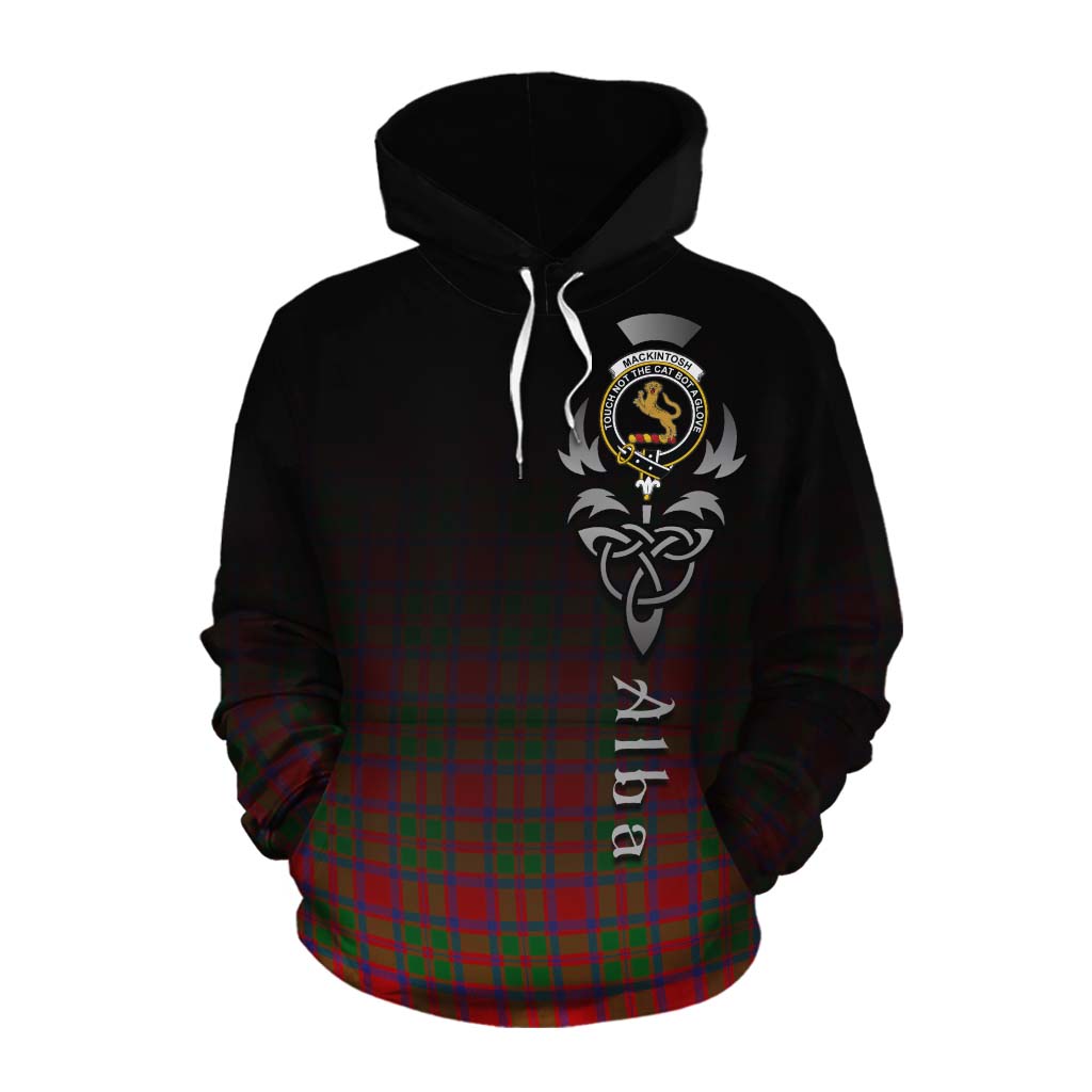 Tartan Vibes Clothing MacKintosh (McKintosh) Tartan Cotton Hoodie Featuring Alba Gu Brath Family Crest Celtic Inspired