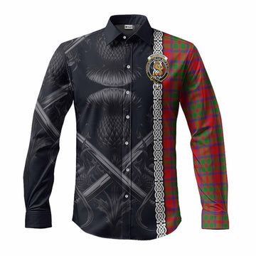 MacKintosh (McKintosh) Tartan Long Sleeve Button Shirt with Family Crest Cross Sword Thistle Celtic Vibes