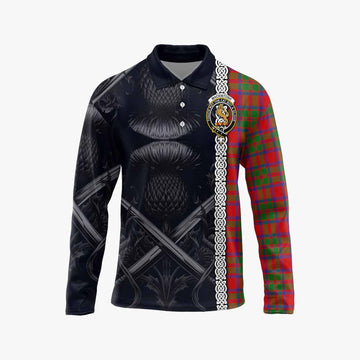 MacKintosh (McKintosh) Tartan Long Sleeve Polo Shirt with Family Crest Cross Sword Thistle Celtic Vibes