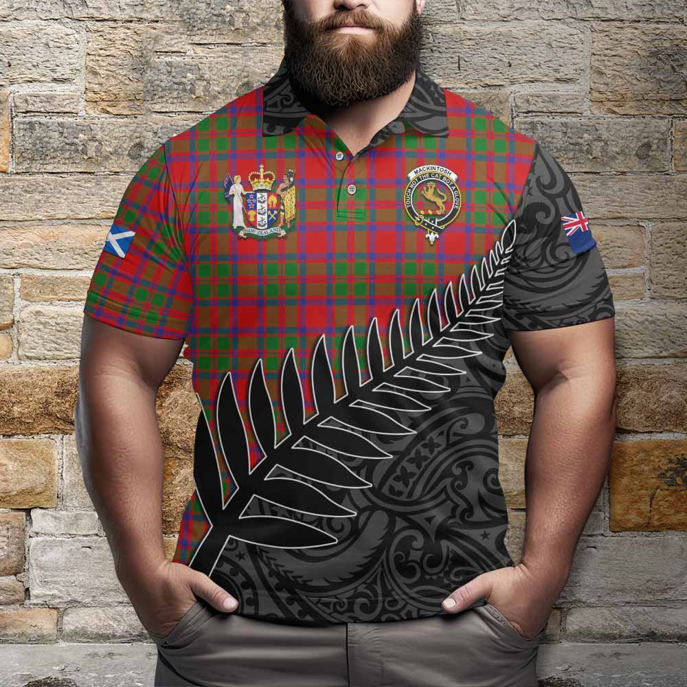 MacKintosh (McKintosh) Crest Tartan Polo Shirt with New Zealand Silver Fern Half Style