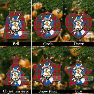 MacKintosh (McKintosh) Tartan Christmas Ceramic Ornaments with Family Crest and Scotland Map