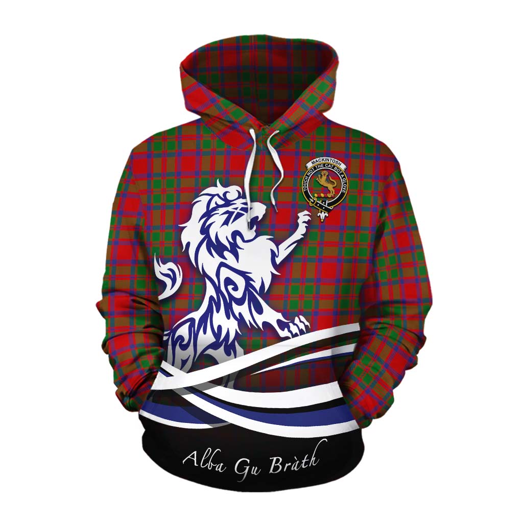 Tartan Vibes Clothing MacKintosh (McKintosh) Tartan Cotton Hoodie with Alba Gu Brath Regal Lion Emblem