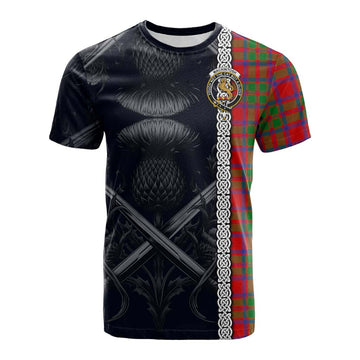 MacKintosh (McKintosh) Tartan Cotton T-shirt with Family Crest Cross Sword Thistle Celtic Vibes