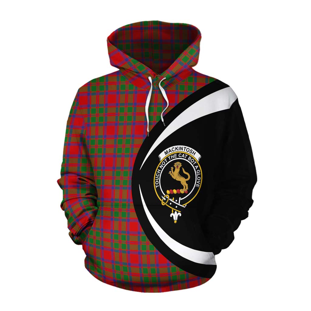 Tartan Vibes Clothing MacKintosh (McKintosh) Tartan Cotton Hoodie with Family Crest Circle Style