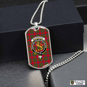 MacKintosh (McKintosh) Tartan Dog Tag Necklace with Family Crest