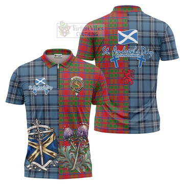 MacKintosh (McKintosh) Tartan Zipper Polo Shirt Happy St. Andrew's Day Half Tartan Style