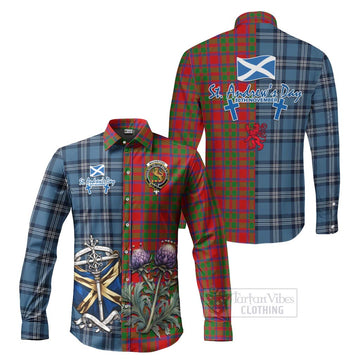 MacKintosh (McKintosh) Tartan Long Sleeve Button Shirt Happy St. Andrew's Day Half Tartan Style