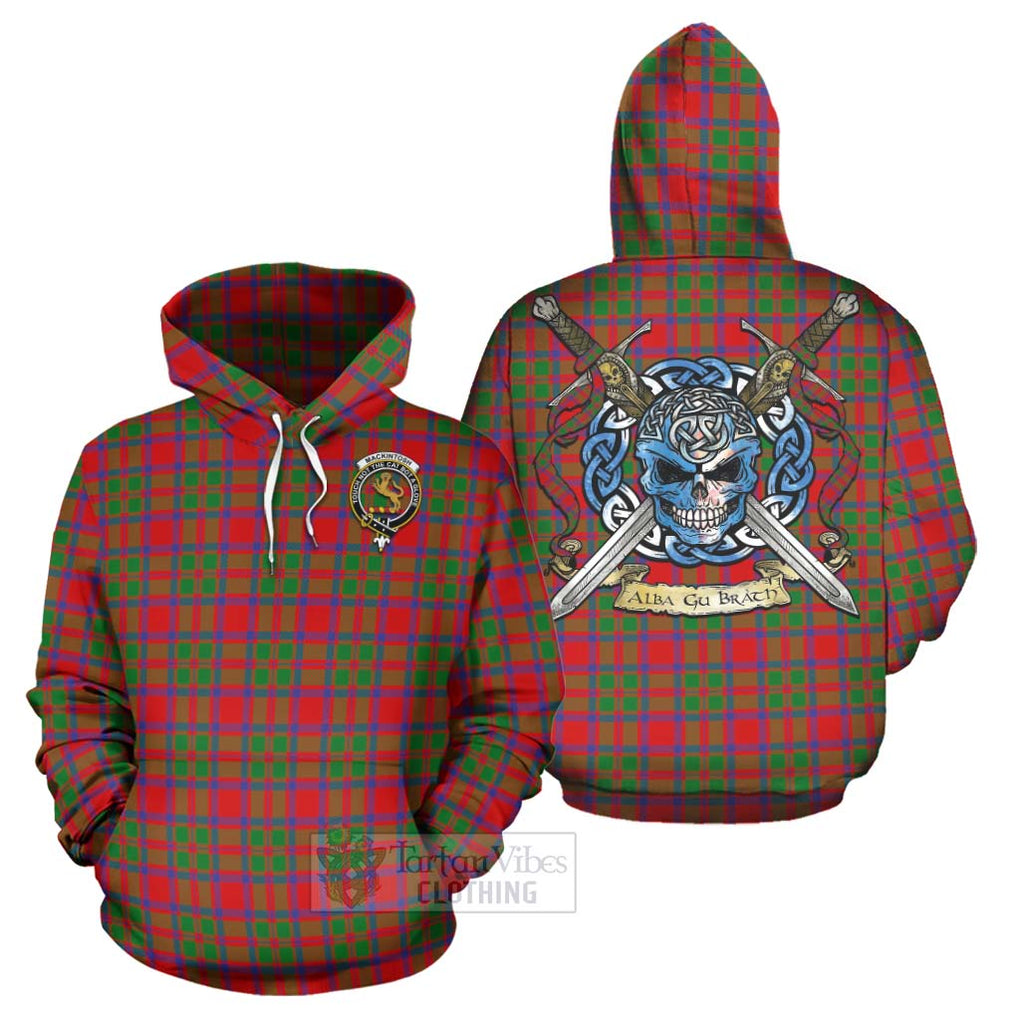 Tartan Vibes Clothing MacKintosh (McKintosh) Tartan Hoodie with Family Crest Celtic Skull Style