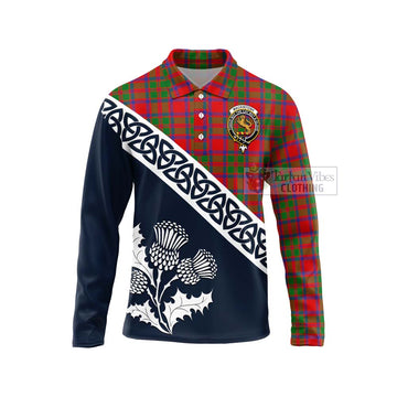 MacKintosh (McKintosh) Tartan Long Sleeve Polo Shirt Featuring Thistle and Scotland Map