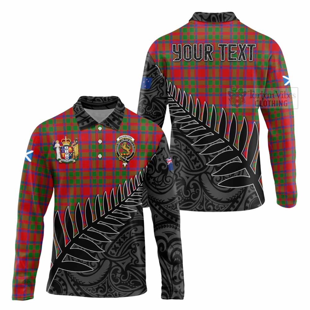 Tartan Vibes Clothing MacKintosh (McKintosh) Crest Tartan Long Sleeve Polo Shirt with New Zealand Silver Fern Half Style