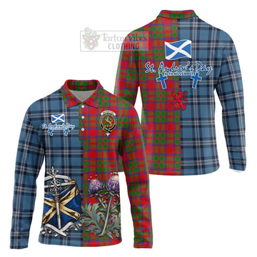 MacKintosh (McKintosh) Tartan Long Sleeve Polo Shirt Happy St. Andrew's Day Half Tartan Style