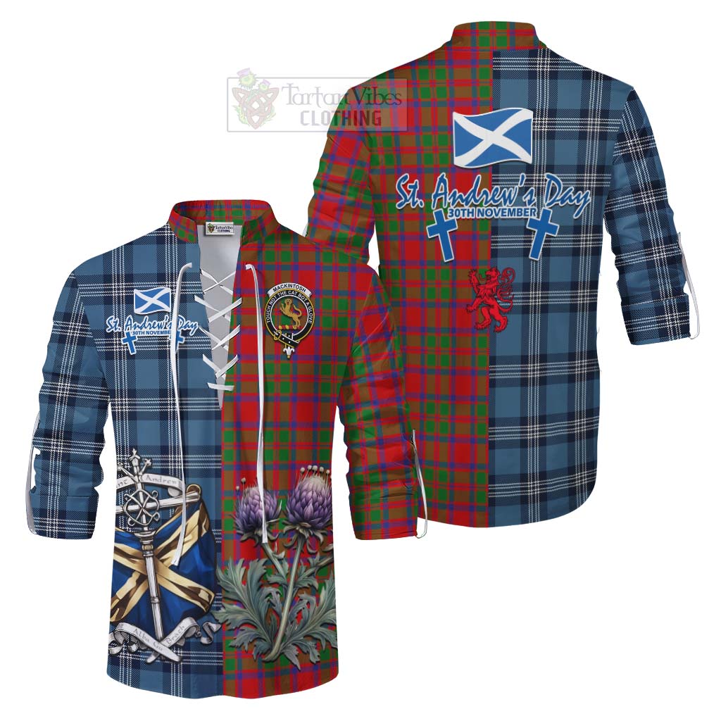 Tartan Vibes Clothing MacKintosh (McKintosh) Tartan Ghillie Kilt Shirt Happy St. Andrew's Day Half Tartan Style