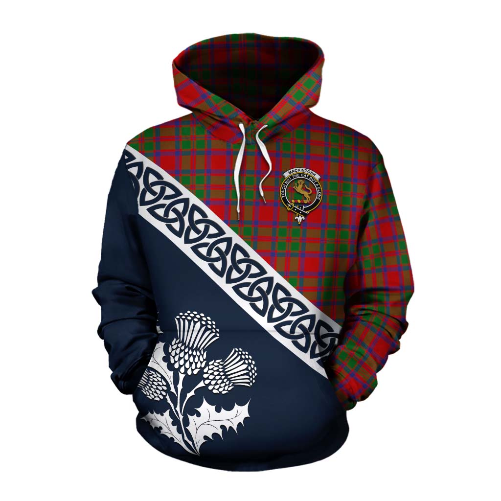 Tartan Vibes Clothing MacKintosh (McKintosh) Tartan Cotton Hoodie Featuring Thistle and Scotland Map