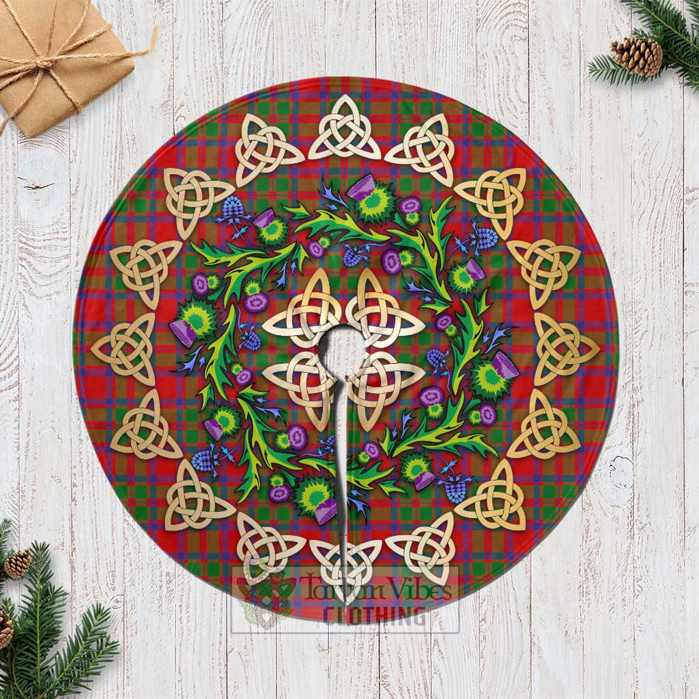 Tartan Vibes Clothing MacKintosh (McKintosh) Tartan Christmas Tree Skirt with Thistle Celtic Knot Style