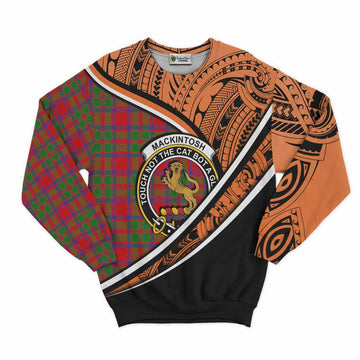 MacKintosh (McKintosh) Crest Tartan Sweatshirt with Polynesian Vibes Style - Orange Version