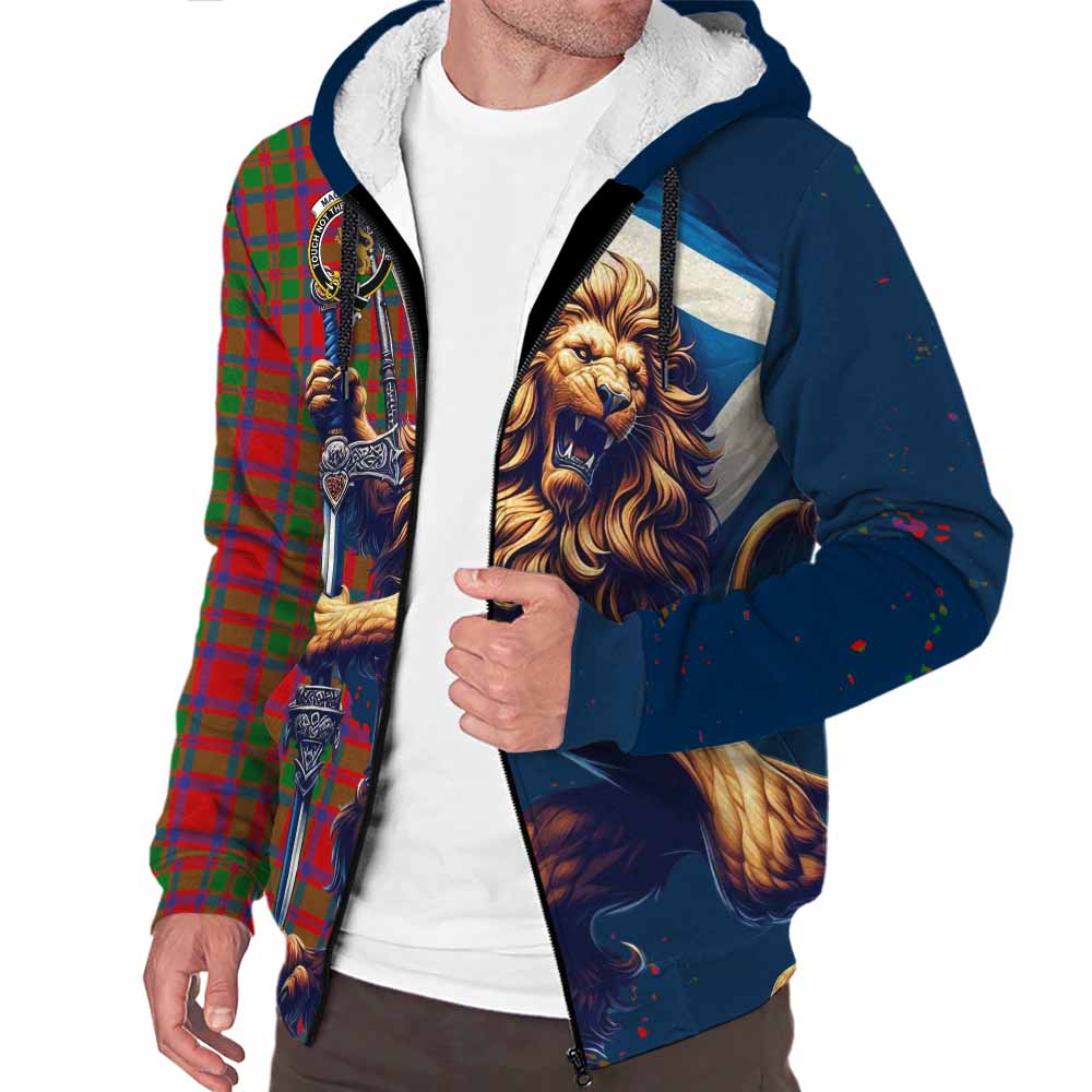 Tartan Vibes Clothing MacKintosh (McKintosh) Tartan Family Crest Sherpa Hoodie with Scottish Majestic Lion