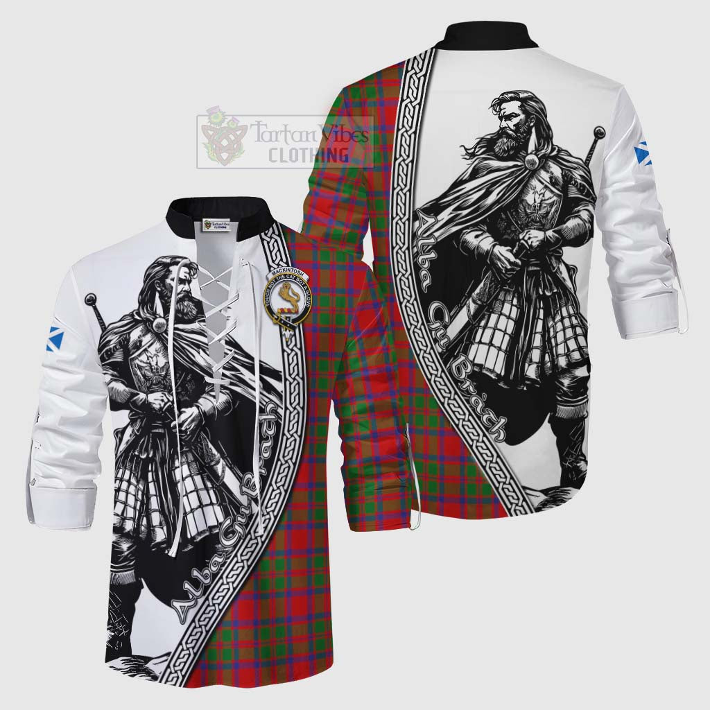 Tartan Vibes Clothing MacKintosh (McKintosh) Tartan Clan Crest Ghillie Kilt Shirt with Highlander Warrior Celtic Style