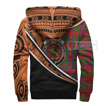 MacKintosh (McKintosh) Crest Tartan Sherpa Hoodie with Polynesian Vibes Style - Orange Version