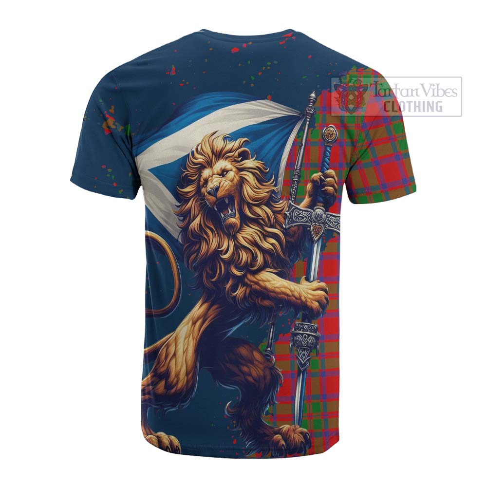 Tartan Vibes Clothing MacKintosh (McKintosh) Tartan Family Crest Cotton T-shirt with Scottish Majestic Lion