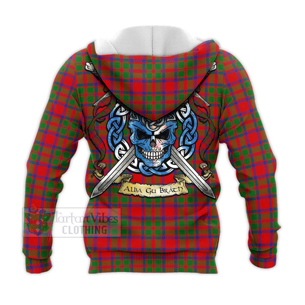 Tartan Vibes Clothing MacKintosh (McKintosh) Tartan Knitted Hoodie with Family Crest Celtic Skull Style