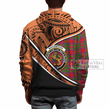 MacKintosh (McKintosh) Crest Tartan Hoodie with Polynesian Vibes Style - Orange Version