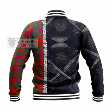 MacKintosh (McKintosh) Tartan Baseball Jacket with Family Crest Cross Sword Thistle Celtic Vibes