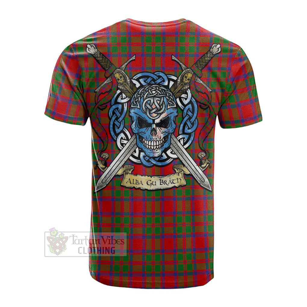 Tartan Vibes Clothing MacKintosh (McKintosh) Tartan Cotton T-shirt with Family Crest Celtic Skull Style