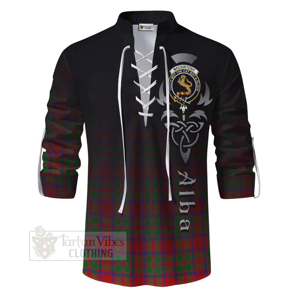 Tartan Vibes Clothing MacKintosh (McKintosh) Tartan Ghillie Kilt Shirt Featuring Alba Gu Brath Family Crest Celtic Inspired