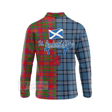 MacKintosh (McKintosh) Tartan Long Sleeve Polo Shirt Happy St. Andrew's Day Half Tartan Style