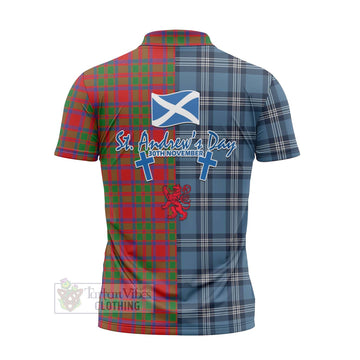 MacKintosh (McKintosh) Tartan Zipper Polo Shirt Happy St. Andrew's Day Half Tartan Style