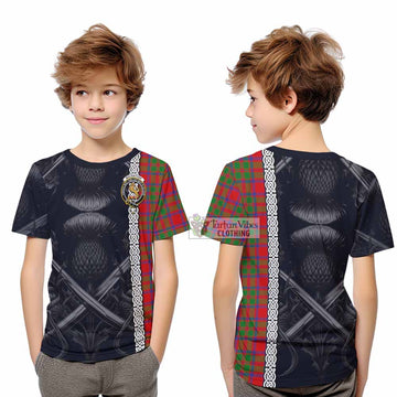 MacKintosh (McKintosh) Tartan Kid T-Shirt with Family Crest Cross Sword Thistle Celtic Vibes