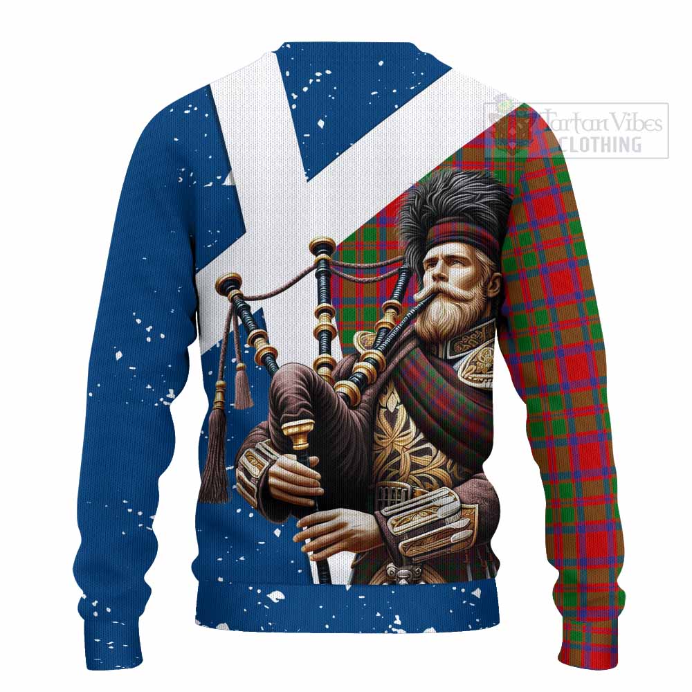 Tartan Vibes Clothing MacKintosh (McKintosh) Tartan Knitted Sweater with Family Crest Scottish Bagpiper Vibes