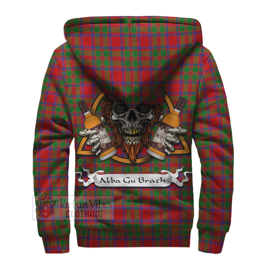 Tartan Vibes Clothing MacKintosh (McKintosh) Tartan Sherpa Hoodie with Family Crest and Bearded Skull Holding Bottles of Whiskey