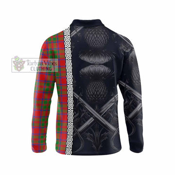 MacKintosh (McKintosh) Tartan Long Sleeve Polo Shirt with Family Crest Cross Sword Thistle Celtic Vibes