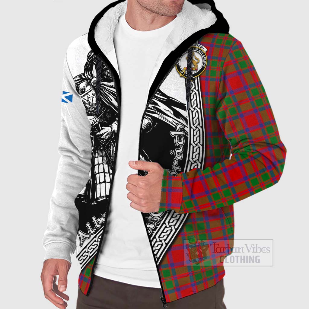 Tartan Vibes Clothing MacKintosh (McKintosh) Tartan Clan Crest Sherpa Hoodie with Highlander Warrior Celtic Style